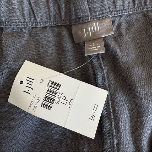 NWT J. Jill Pants 100% Linen Slate Gray Size Large Petite - Picture 6 of 6